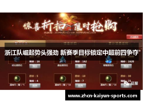 浙江队崛起势头强劲 新赛季目标锁定中超前四争夺 浙江队崛起势头强劲 新赛季目标锁定中超前四争夺